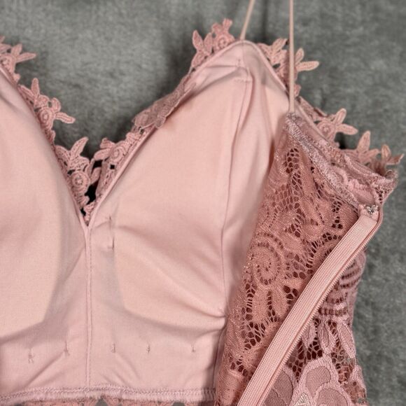 Olive Tree Dress Juniors Medium Pink Lace Tulle Mermaid Dress Fairy Balletcore - Picture 6 of 9